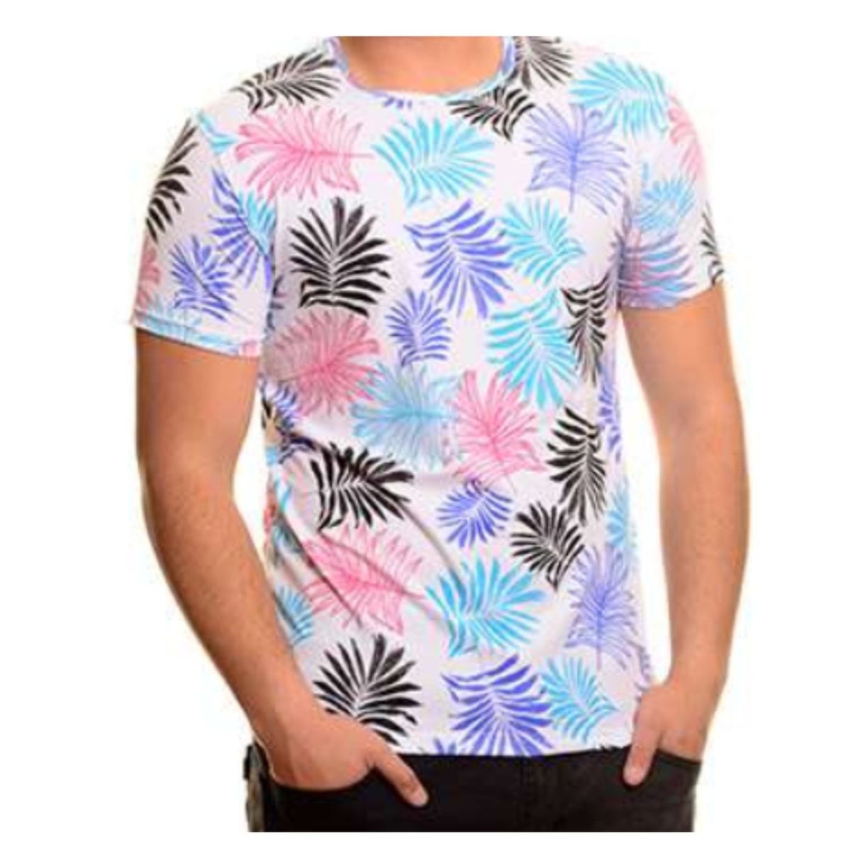 LIKE SHOP - Polera Hombre Algodón Manga Corta Cuello Polo Diseño Hojas 6230