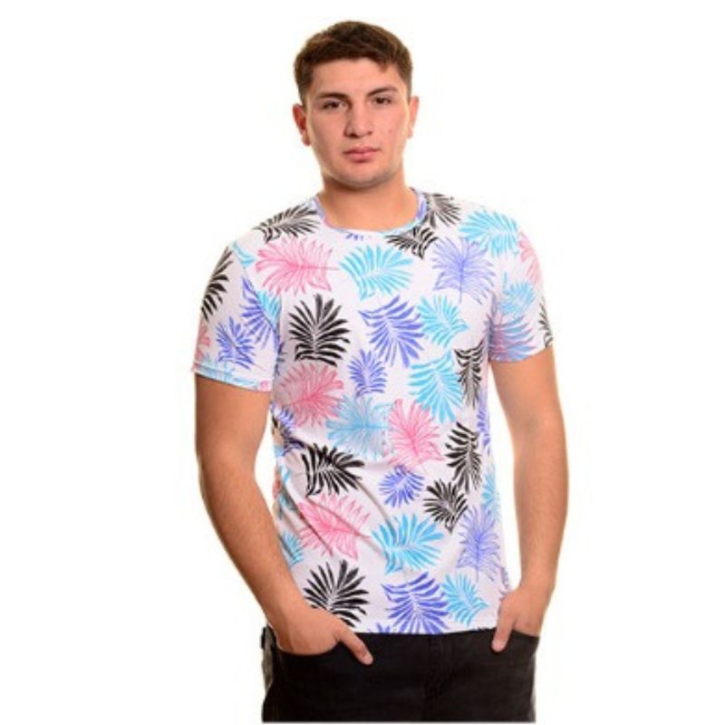 MPROPIA - Polera Hombre Algodón Manga Corta Cuello Polo Diseño Hojas 6230