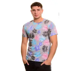 LIKE SHOP - Polera Hombre Algodón Manga Corta Cuello Polo Diseño Hojas 6230