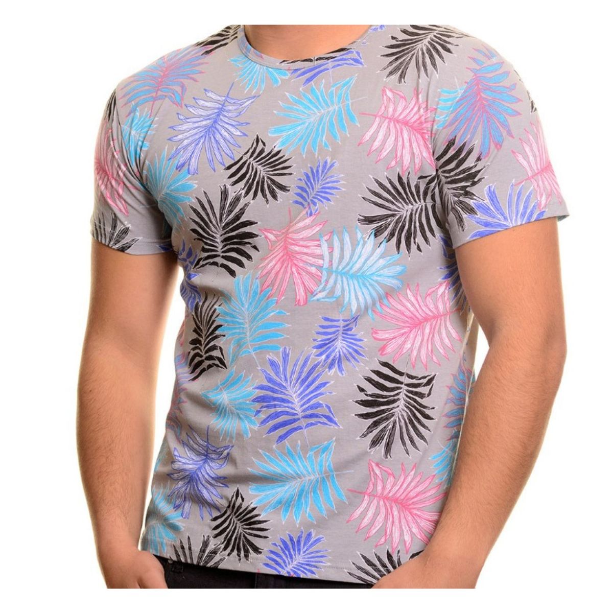 LIKE SHOP - Polera Hombre Algodón Manga Corta Cuello Polo Diseño Hojas 6230