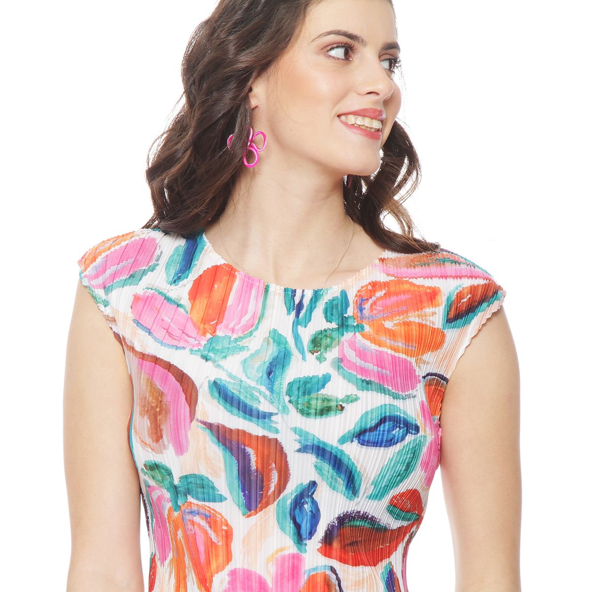 WADOS - BLUSA SIN MANGA ESTAMPADA PLISADA ESCOTE REDONDO