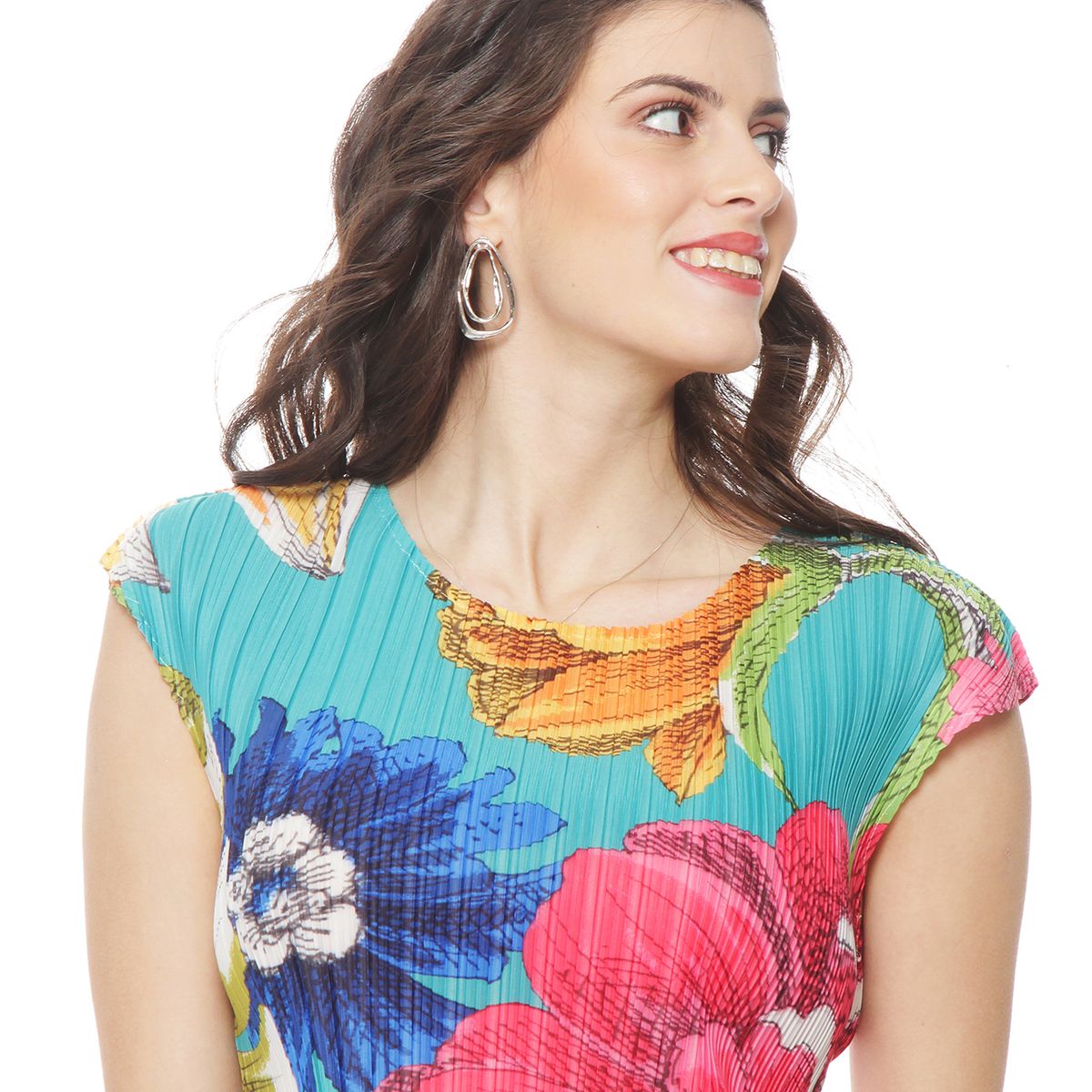 WADOS - BLUSA SIN MANGA ESTAMPADA PLISADA ESCOTE REDONDO