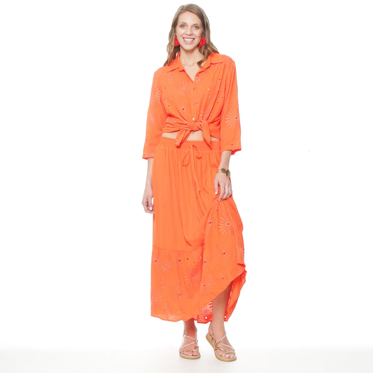 WADOS - FALDA CON BRODERY EN FALDON Y CINTURA ELASTICADA