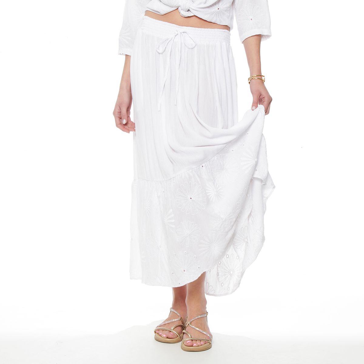 WADOS - FALDA CON BRODERY EN FALDON Y CINTURA ELASTICADA