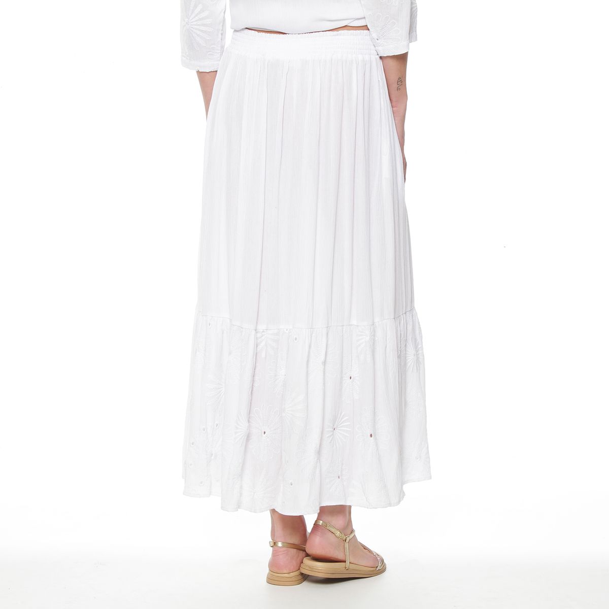 WADOS - FALDA CON BRODERY EN FALDON Y CINTURA ELASTICADA