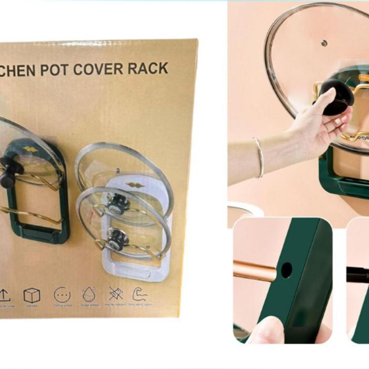 GENERICO - Rack Organizador De Ollas Para Pared Negro