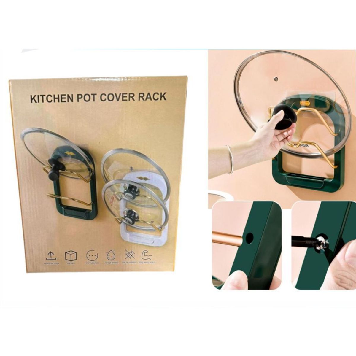 GENERICO - Rack Organizador De Ollas Para Pared Negro