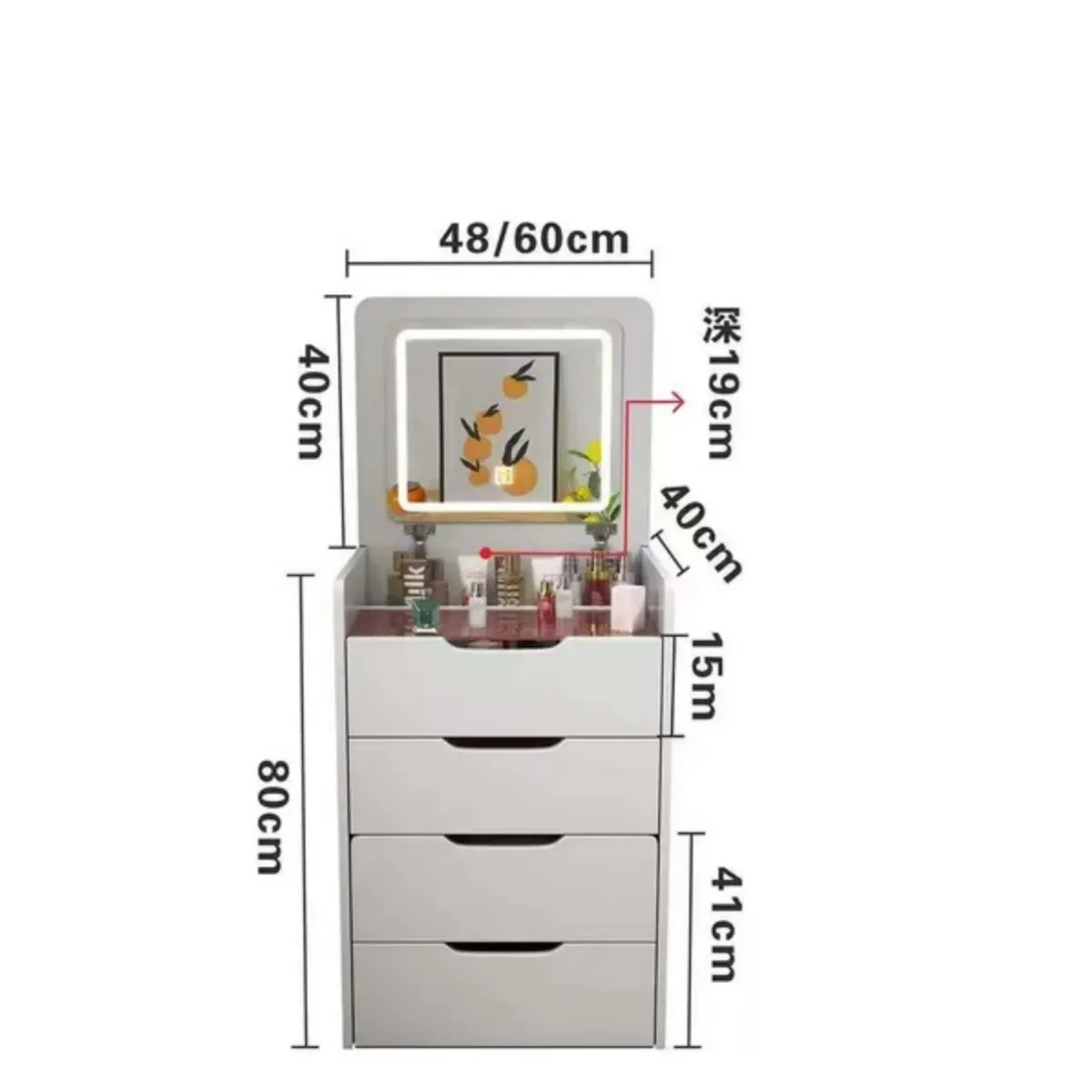 GENERICO - Tocador De Lujo Con Espejo Y Luz Incorporada Y Taburete SA-25