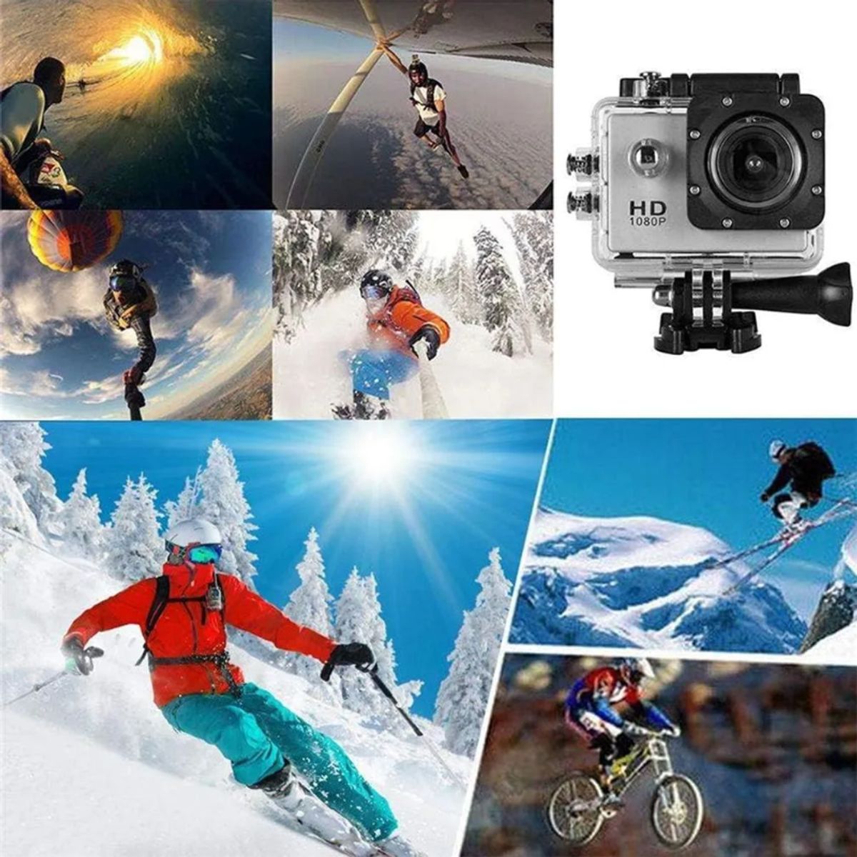 GENERICO - Cámara De Acción Sports 4k Ultra Hd 12mp Impermeable 30mts Color Azul