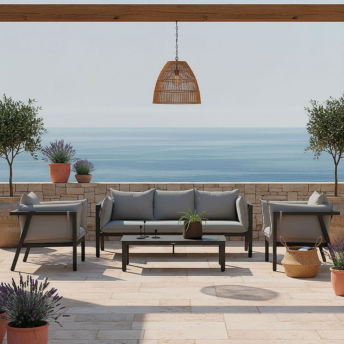 ROSEN - Set de Living de Terraza Turqueta Gris