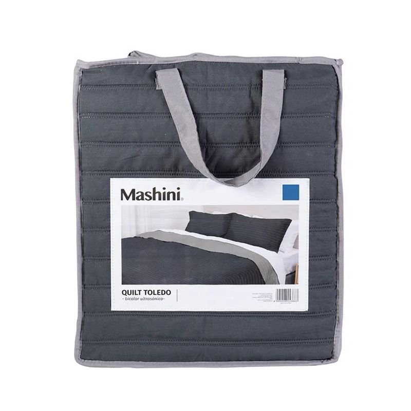 MASHINI - Quilt Toledo 2 plazas Mashini Diseño Moderno Marengo Gris