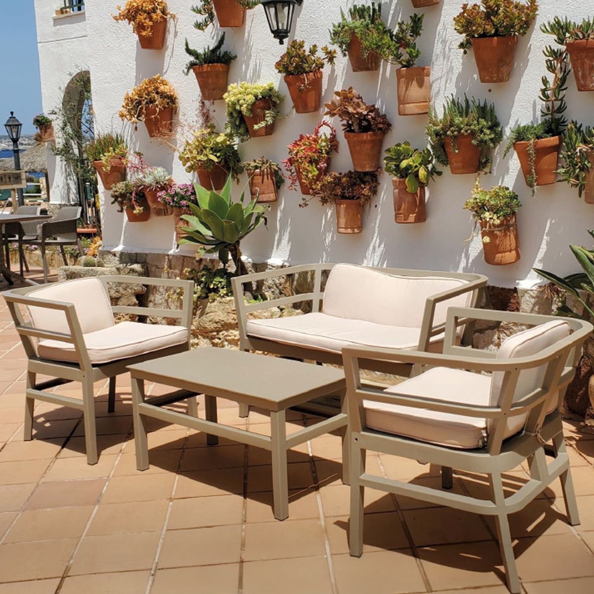 DECO EXTERIOR - Juego Living de Terraza Click/Clack 4 piezas - Arena