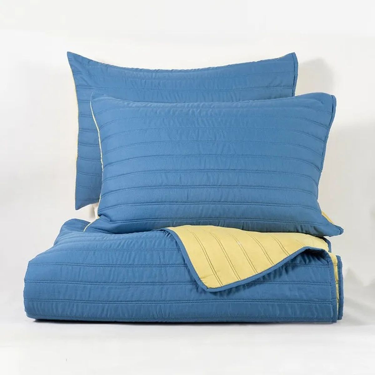 MASHINI - Quilt Toledo KING Mashini Diseño Moderno Azul amarillo