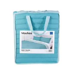 MASHINI - Quilt Toledo KING Diseño Moderno Calipso celeste