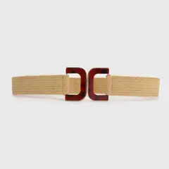VC ACCESORIOS - Cinturón elasticado de Rafia Hebilla Decorativa
