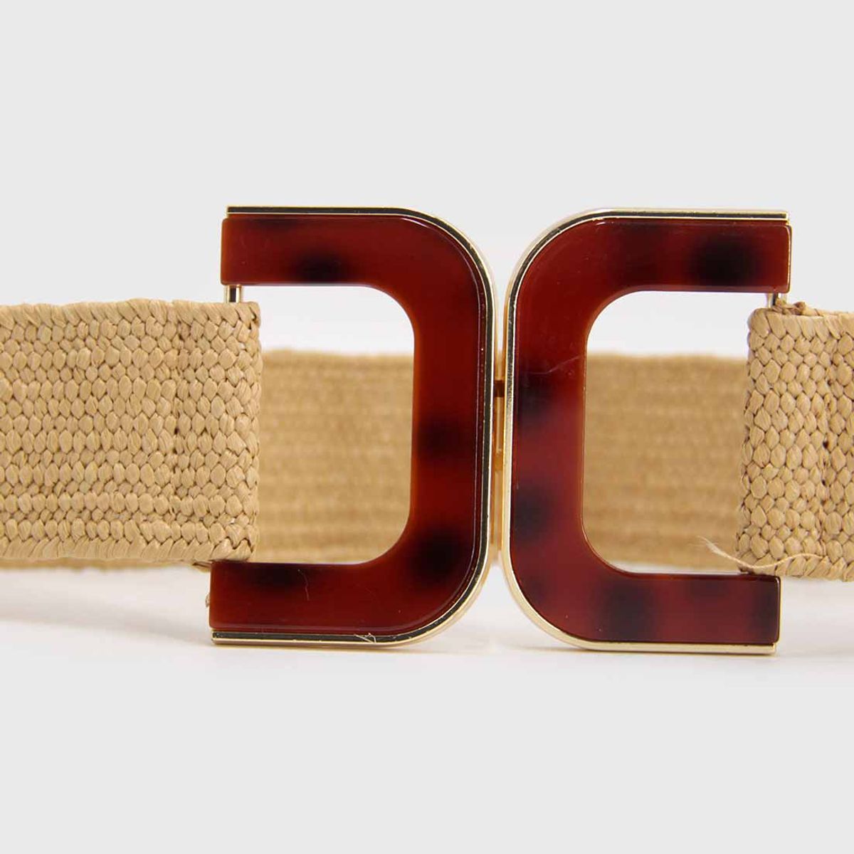 VC ACCESORIOS - Cinturón elasticado de Rafia Hebilla Decorativa