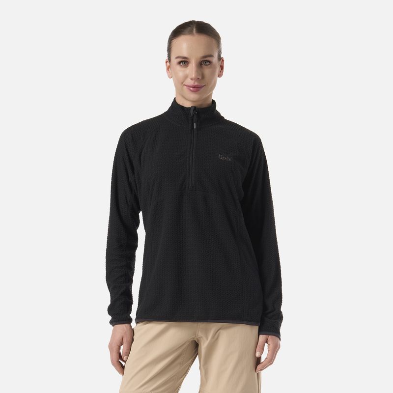 LIPPI - Polerón Mujer Jacaranda Nano-F 1/4 Zip Negro Lippi