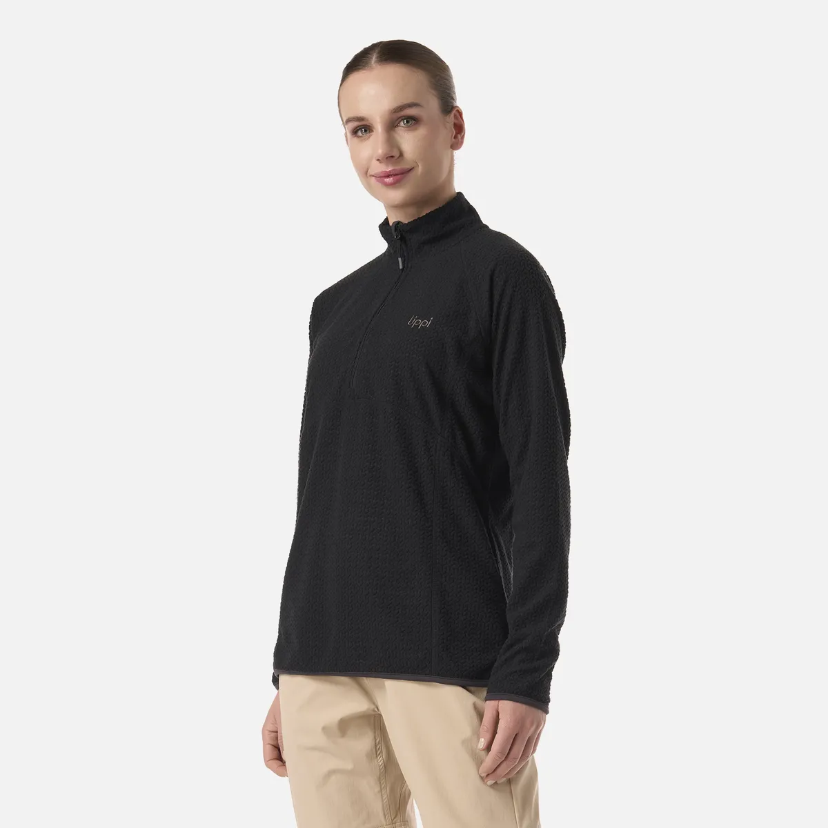 LIPPI - Polerón Mujer Jacaranda Nano-F 1/4 Zip Negro Lippi