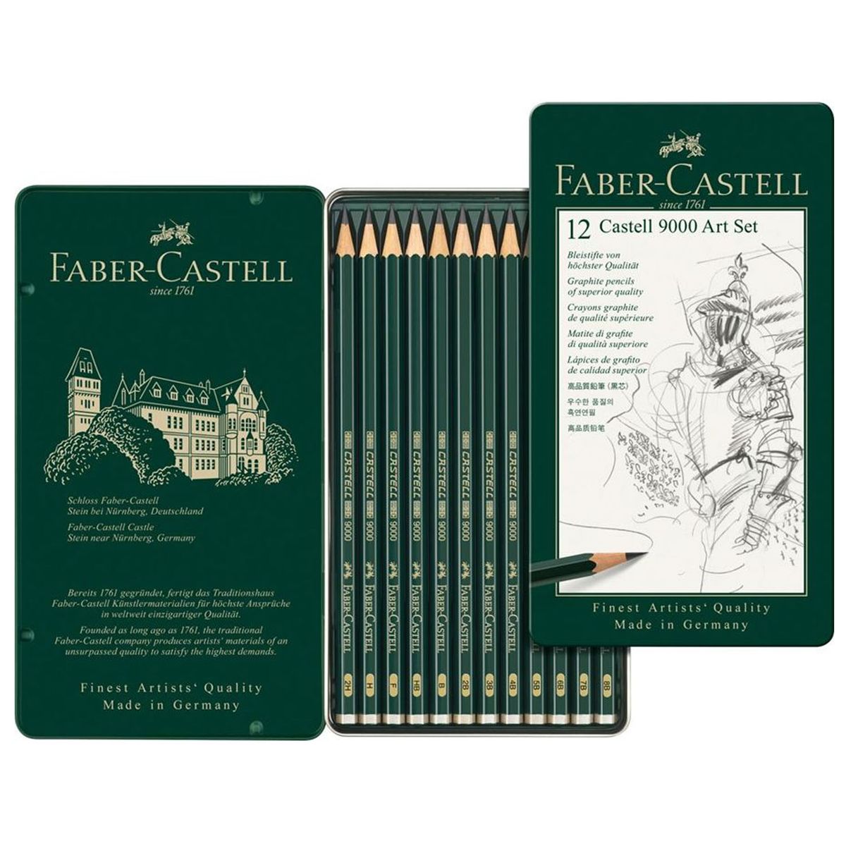 FABER-CASTELL - Lápices Grafito Faber-Castell 9000 (8B-2H) 12 ud