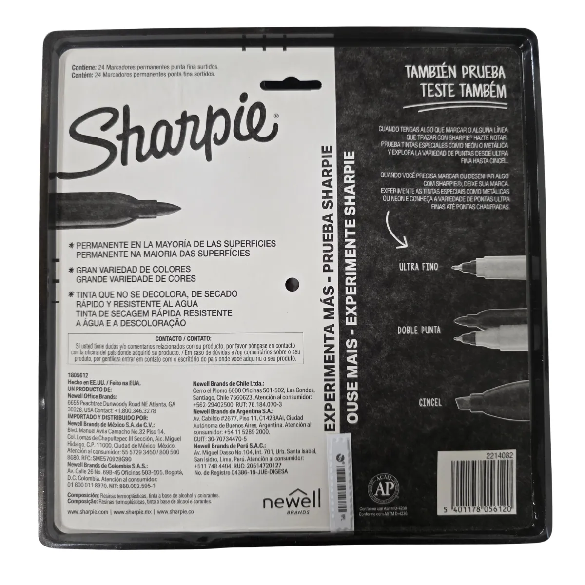 SHARPIE - Marcador Permanente Blister 24 Colores Sharpie Punta Fina