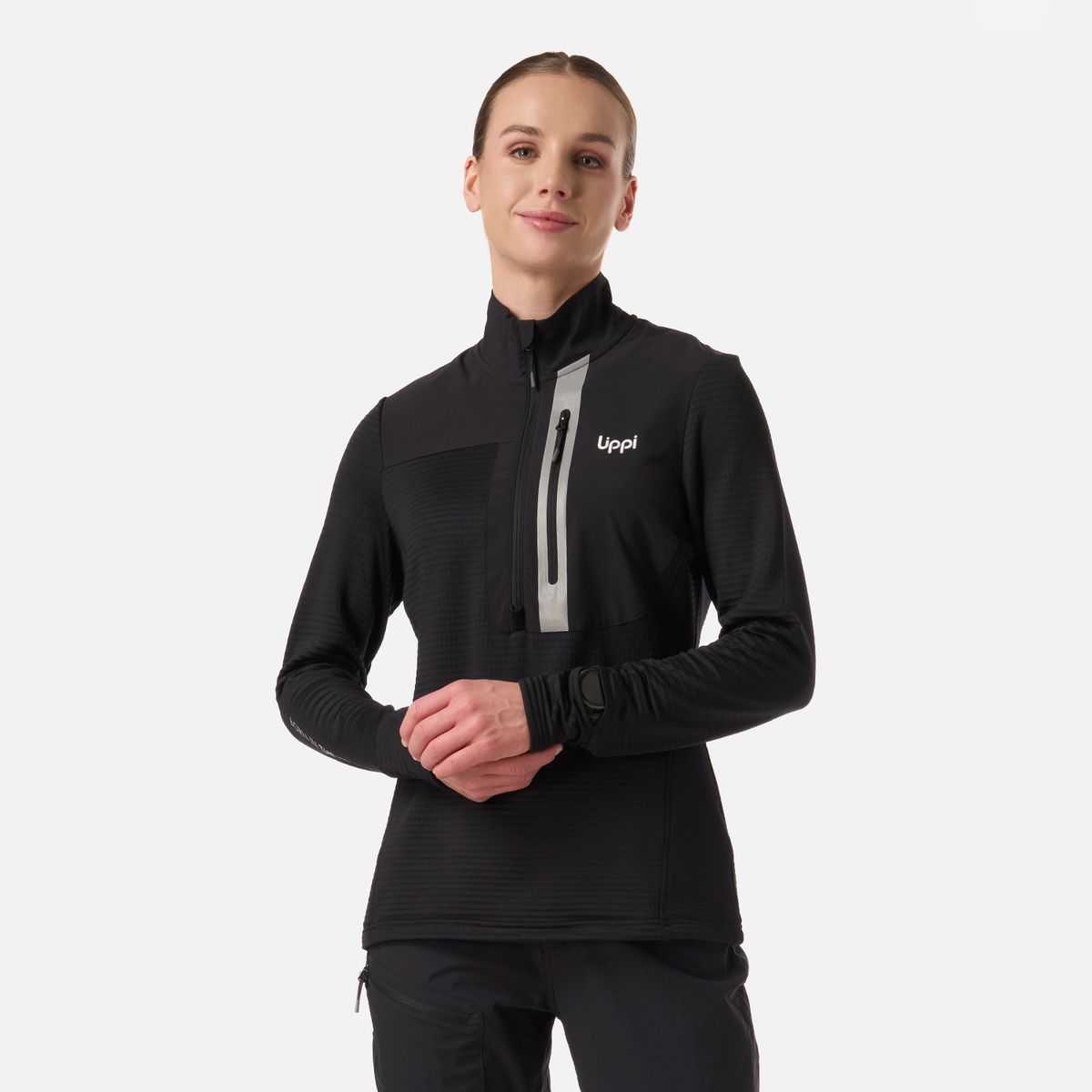 LIPPI - Polerón Mujer Karova Nano-F 1/4 Zip Negro Lippi