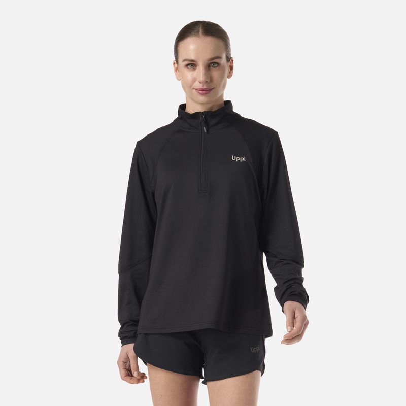 LIPPI - Polerón Mujer Puerto Trucco 1/4 Zip Negro Lippi