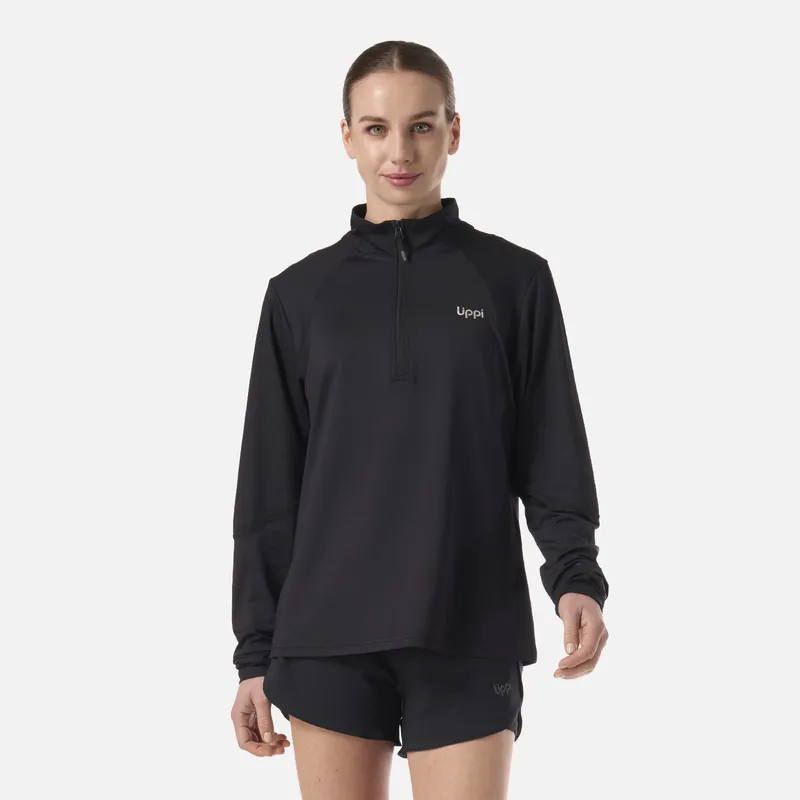 LIPPI - Polerón Mujer Puerto Trucco 1/4 Zip Negro Lippi