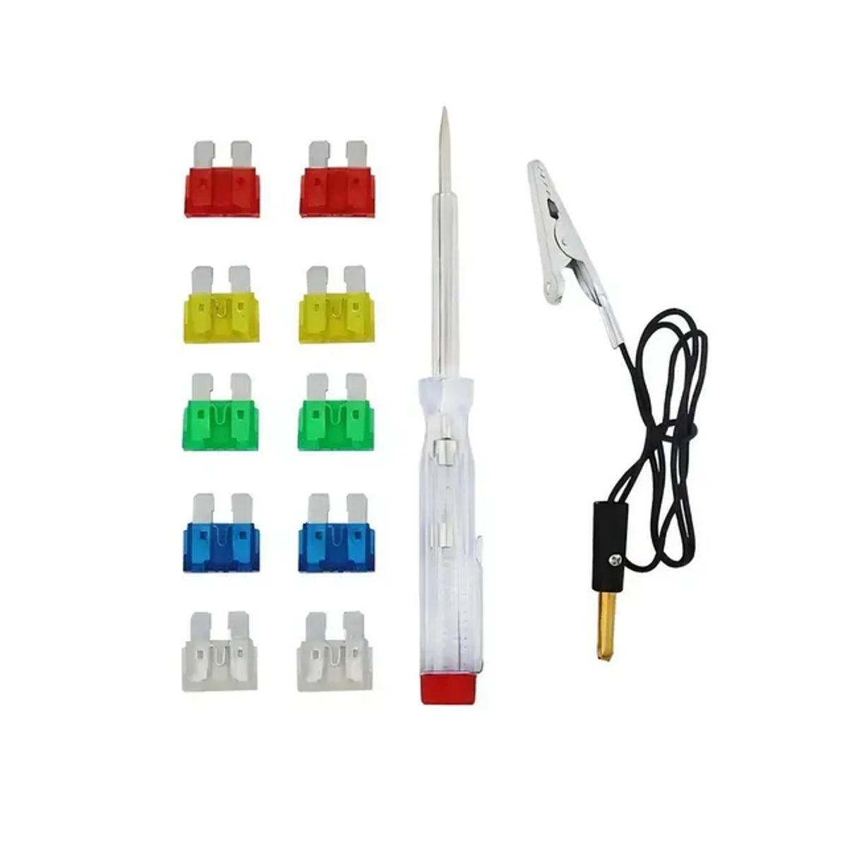 GENERICO - Kit Fusibles Automotriz + Probador De Corriente 11 Piezas