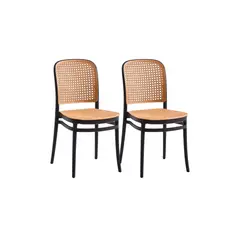 HABITA2 CHILE - PACK 2 SILLA TERRAZA LOMBARDIA POLIPROPILENO - NEGRO RATTAN SINTETICO