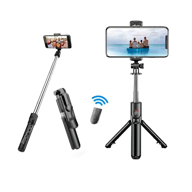 GENERICO - TRÍPODE VIAJERO CON MONOPOD INTEGRADO CONTROL BLUETOOH PALO SELFIE