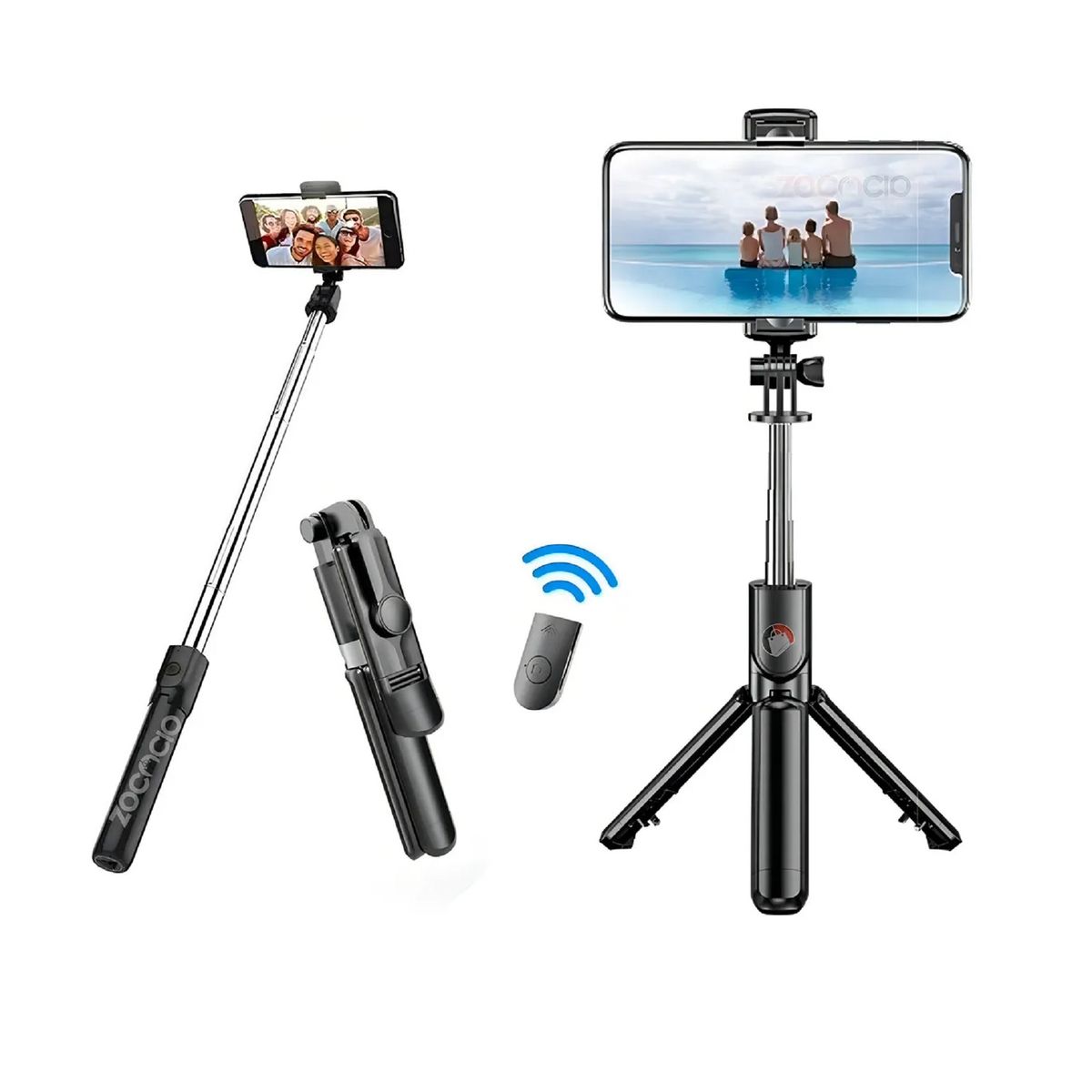 GENERICO - TRÍPODE VIAJERO CON MONOPOD INTEGRADO CONTROL BLUETOOH PALO SELFIE