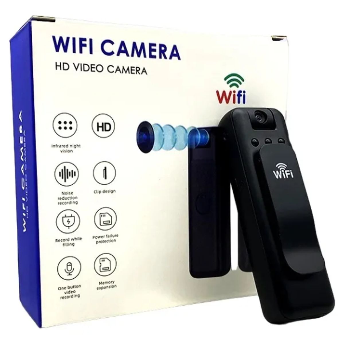 GENERICO - Videocámara Wifi Visión Nocturna Recargable Cámara Video Hd
