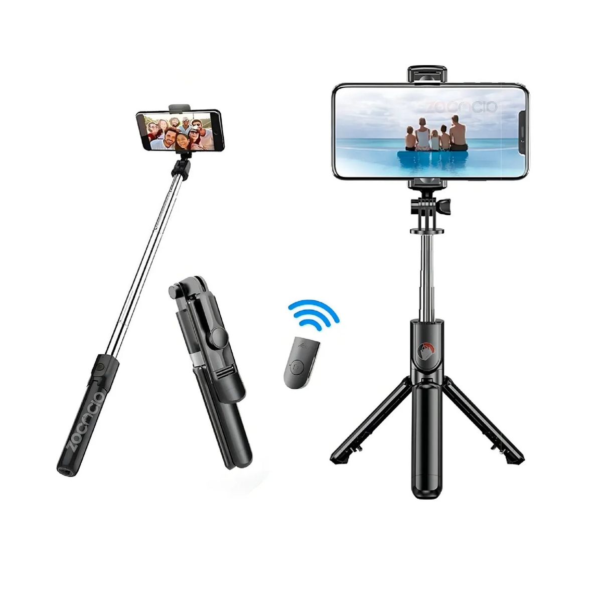 GENERICO - TRÍPODE VIAJERO CON MONOPOD INTEGRADO CONTROL BLUETOOH PALO SELFIE