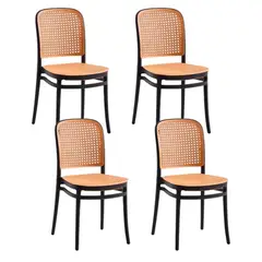 HABITA2 CHILE - PACK 4 SILLA TERRAZA LOMBARDIA POLIPROPILENO - NEGRO RATTAN SINTETICO