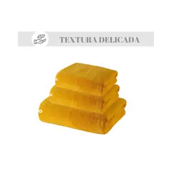 VISUALHEX LIMITADA - Pack 3 Toallas Baño De Cuerpo Pelo Y Cara Microfibra Mostaza