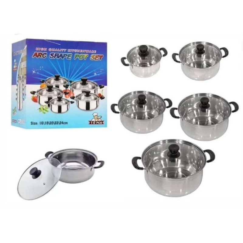 GENERICO - Set De Ollas De 10pcs Acero Inoxidable