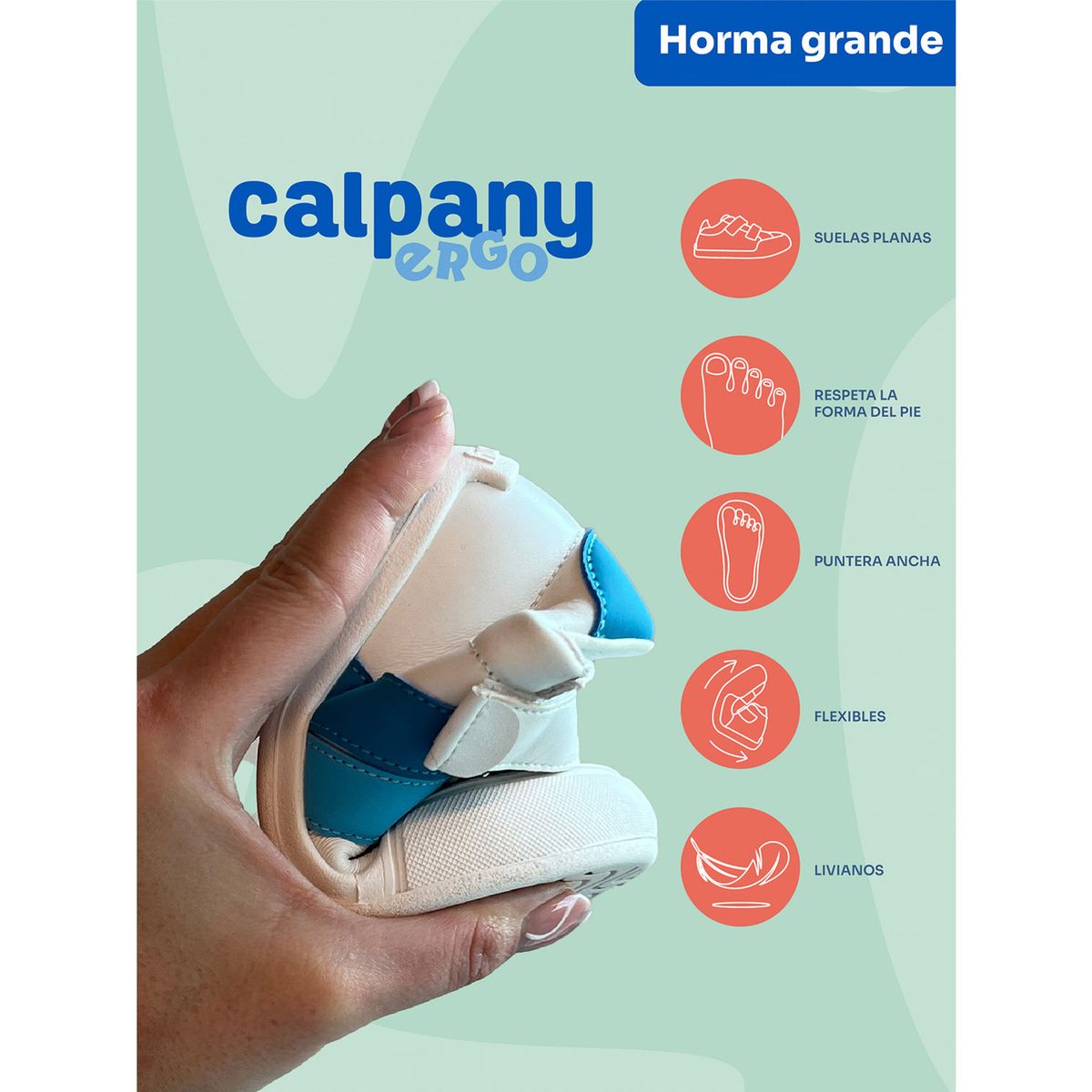 CALPANY - Zapatilla Cuero Ergonómica Nino Vermont Denim CALPANY