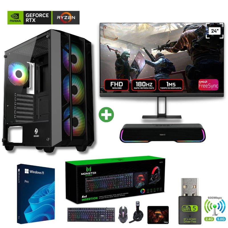 AMD CORP - Pc Gamer Ryzen 5 7500F - 32GB - RTX 5060TI - 2TB (Parlante + Monitor24") PRO