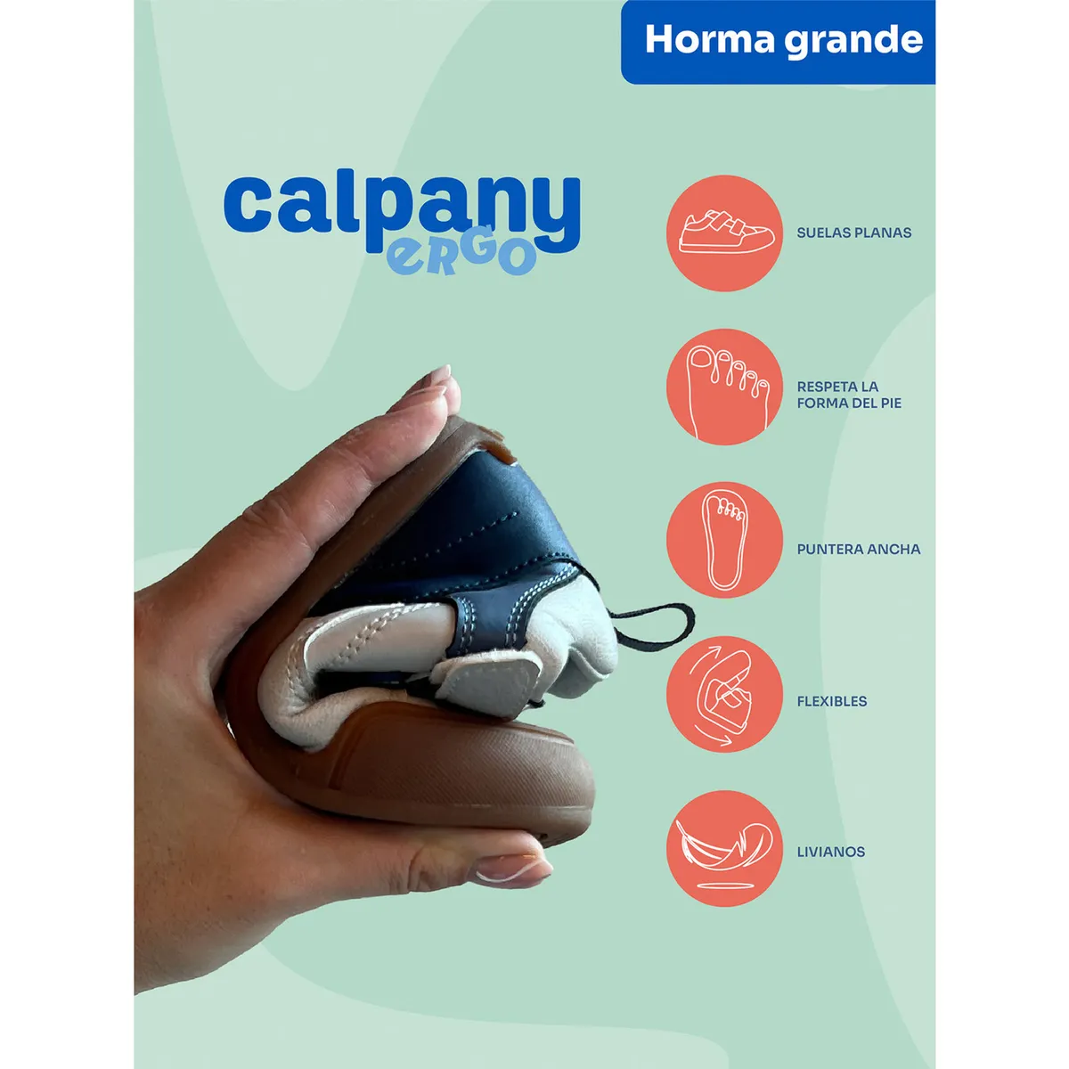 CALPANY - Zapatilla Cuero Ergonómica Nino Kansas Gris Claro CALPANY