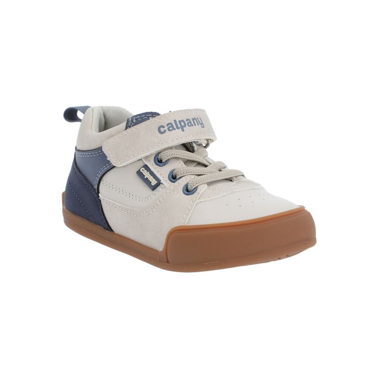 Zapatilla Cuero Ergonómica Nino Kansas Gris Claro