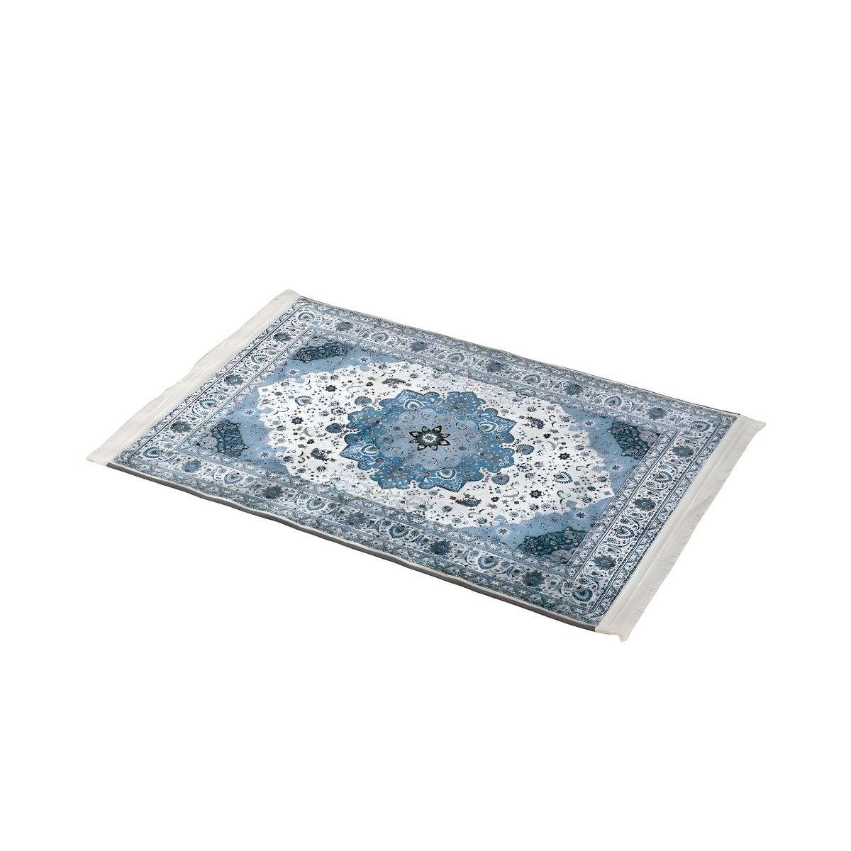 GENERICO - ALFOMBRA DECORATIVA CON FLEQUILLOS 80X120 CELESTE