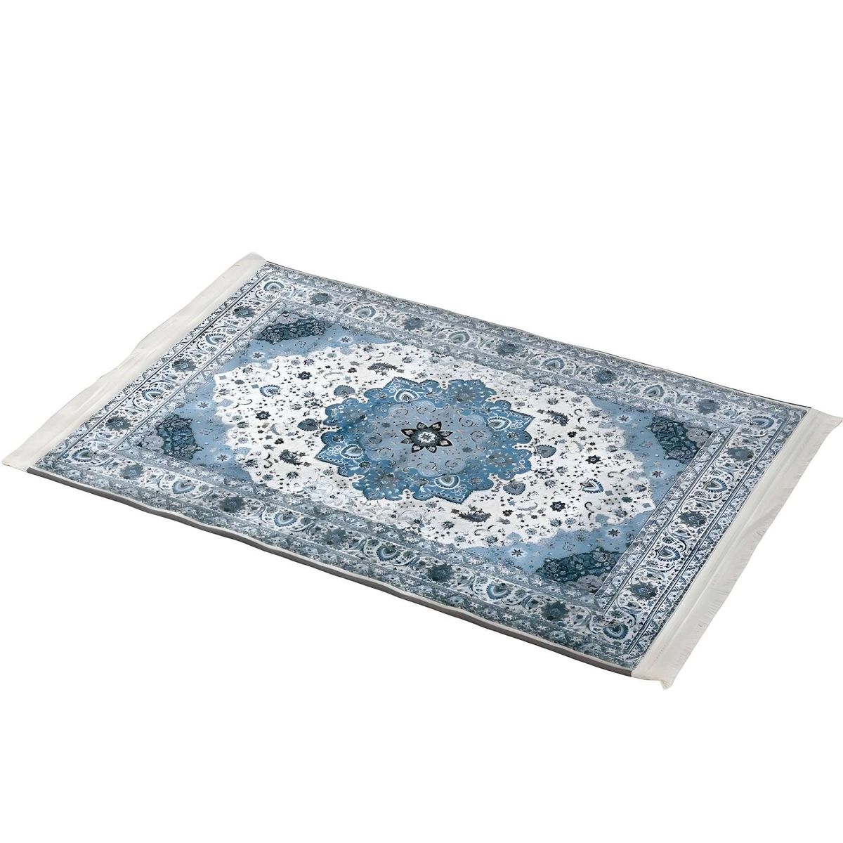 GENERICO - ALFOMBRA DECORATIVA CON FLEQUILLOS 80X120 CELESTE