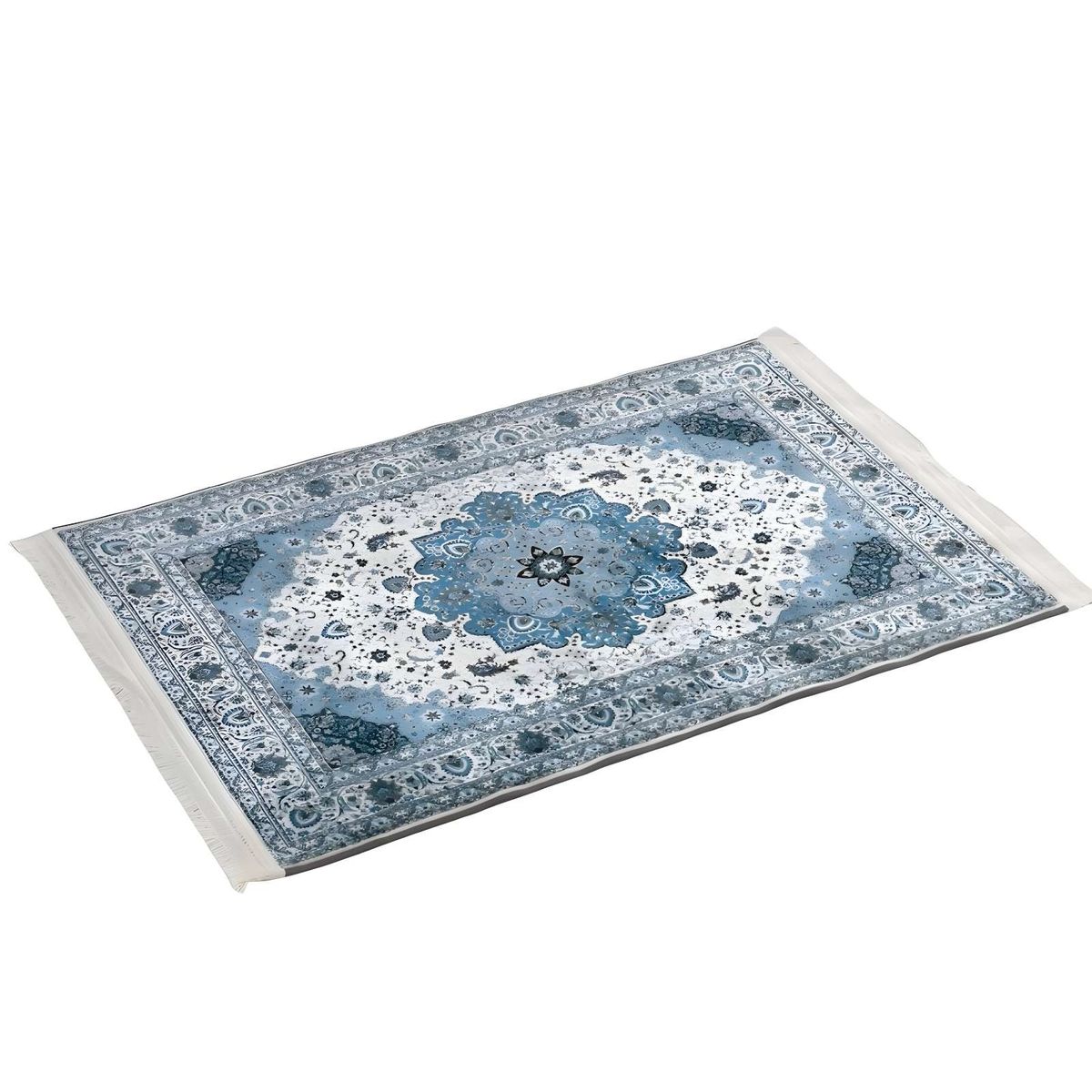 GENERICO - ALFOMBRA DECORATIVA CON FLEQUILLOS 80X120 CELESTE