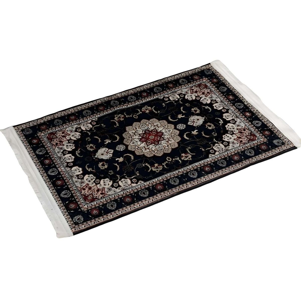 GENERICO - ALFOMBRA DECORATIVA NEGRO CON FLEQUILLOS 80X120