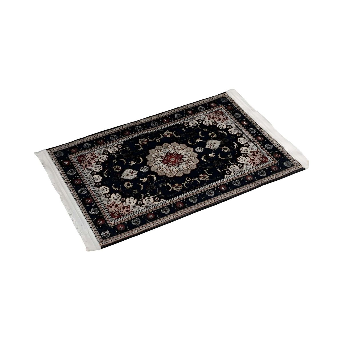 GENERICO - ALFOMBRA DECORATIVA NEGRO CON FLEQUILLOS 80X120