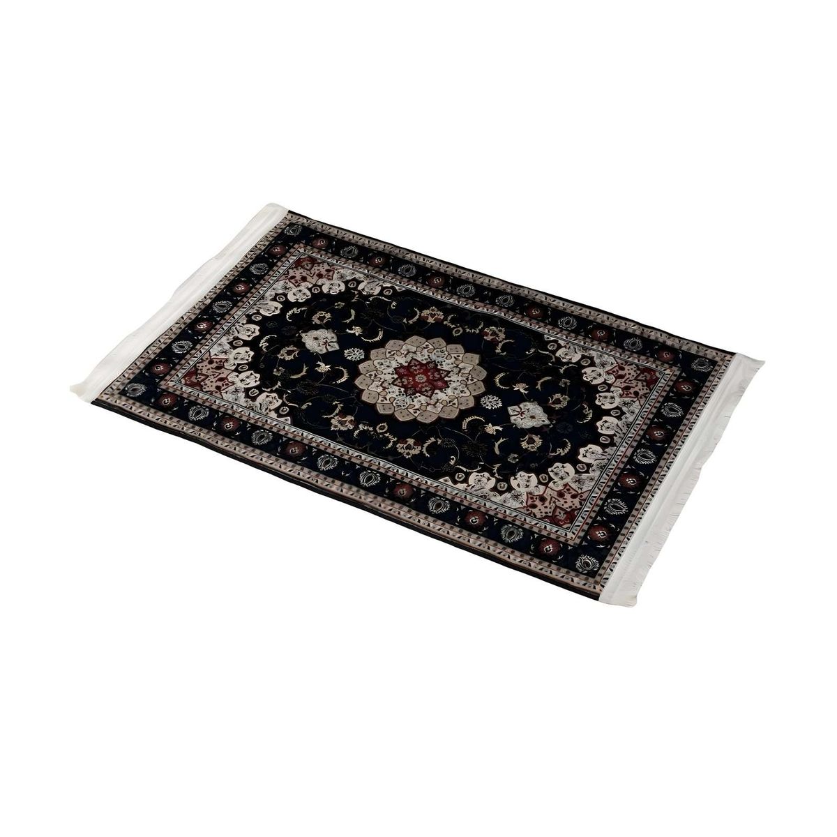 GENERICO - ALFOMBRA DECORATIVA NEGRO CON FLEQUILLOS 80X120
