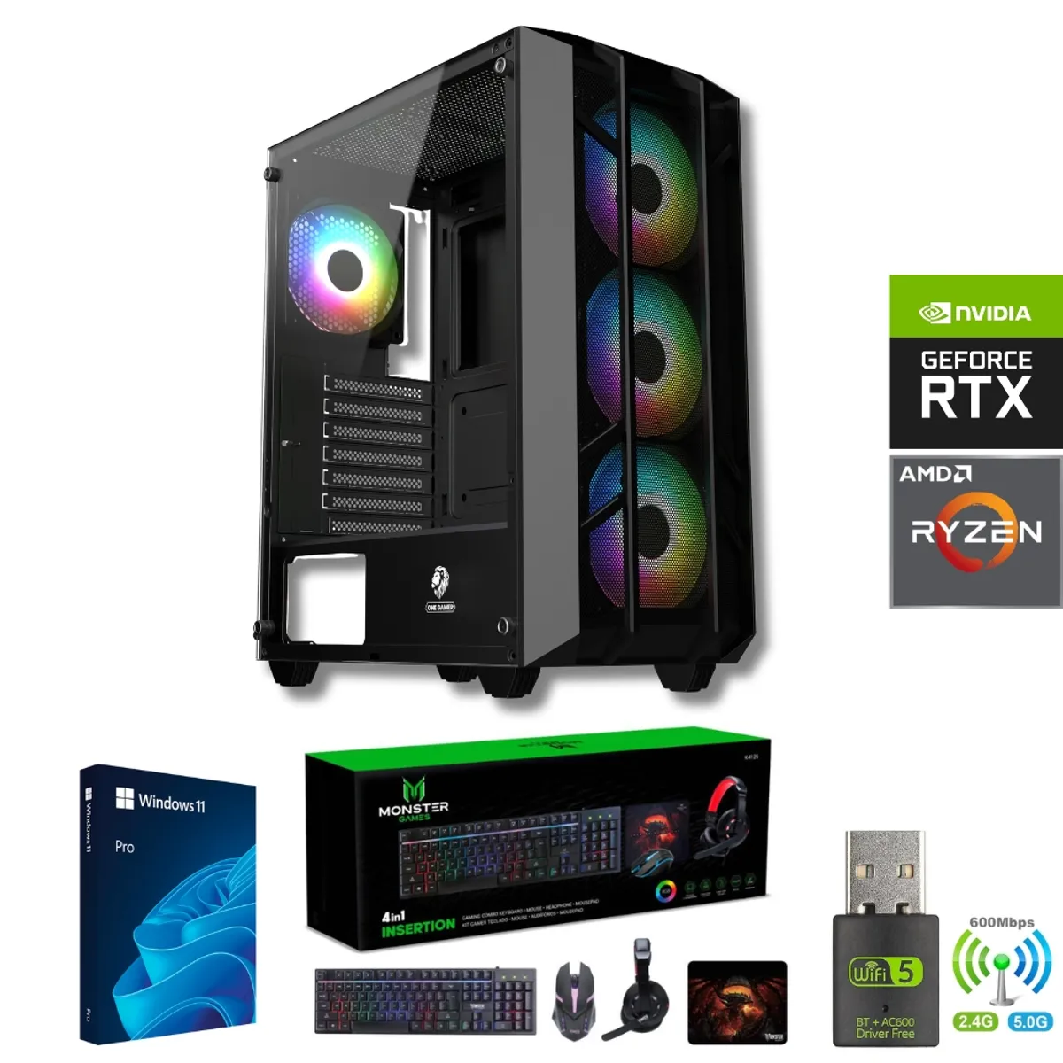 AMD CORP - Pc Gamer AMD Ryzen 7 5700X - 32GB RAM - RTX 5060TI - 2TB - Wifi - PRO