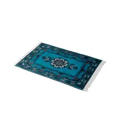 GENERICO - ALFOMBRA DECORATIVA TURQUESA CON FLEQUILLOS 80X120