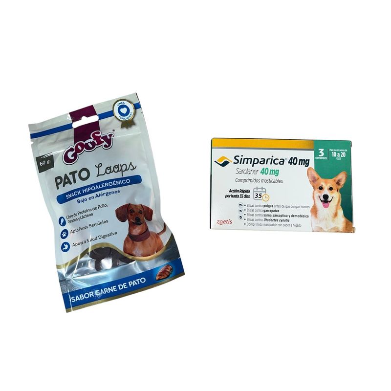 GOOFY - PACK SNACK GOOFY LOOPS + SIMPARICA 10 A 20KG X 3COMPRIMIDOS