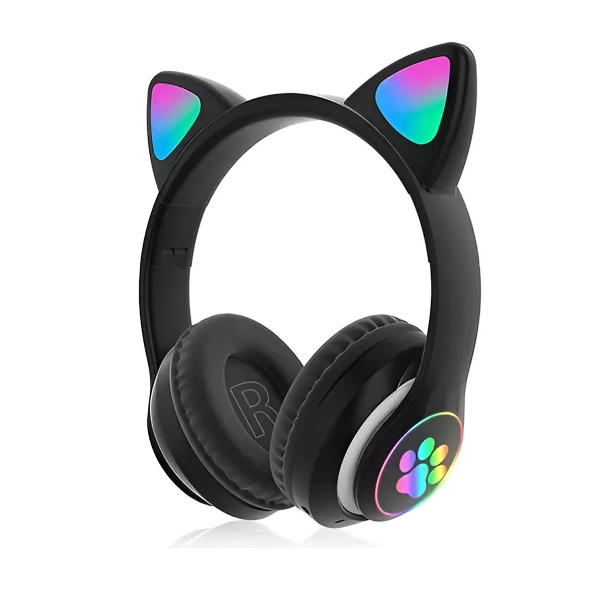 GENERICO - Audífonos Gamer Inalámbricos Orejas Cat Negro Con Luz Led